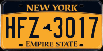 NY license plate HFZ3017
