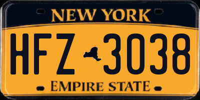 NY license plate HFZ3038