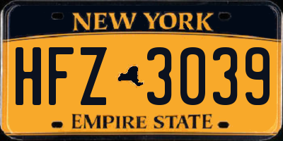 NY license plate HFZ3039
