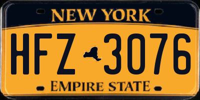 NY license plate HFZ3076