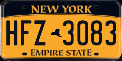 NY license plate HFZ3083