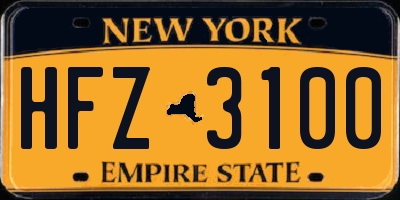 NY license plate HFZ3100