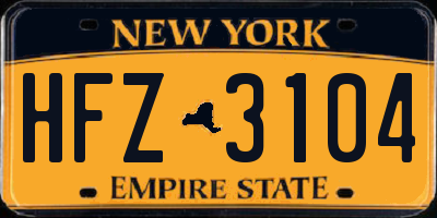 NY license plate HFZ3104