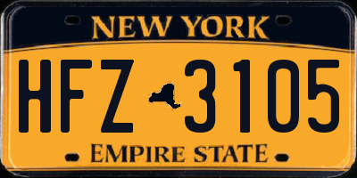 NY license plate HFZ3105