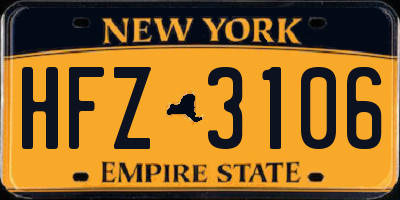NY license plate HFZ3106