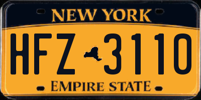 NY license plate HFZ3110