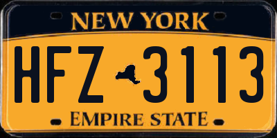 NY license plate HFZ3113