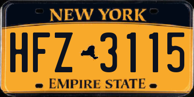 NY license plate HFZ3115