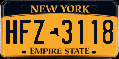 NY license plate HFZ3118