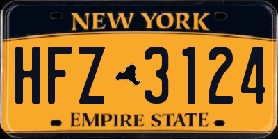 NY license plate HFZ3124