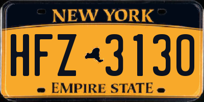 NY license plate HFZ3130