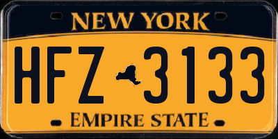 NY license plate HFZ3133