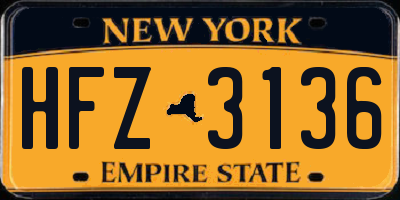 NY license plate HFZ3136