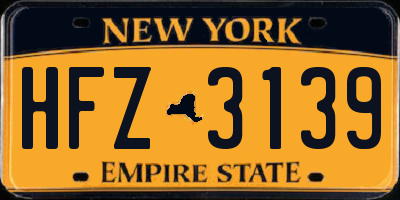 NY license plate HFZ3139