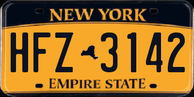 NY license plate HFZ3142