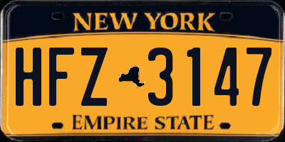 NY license plate HFZ3147