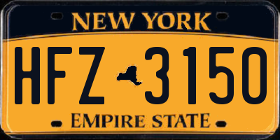 NY license plate HFZ3150