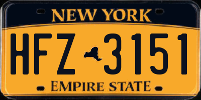 NY license plate HFZ3151