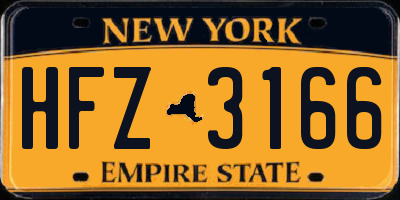 NY license plate HFZ3166