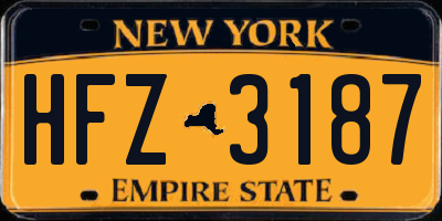 NY license plate HFZ3187