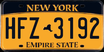 NY license plate HFZ3192