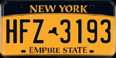 NY license plate HFZ3193