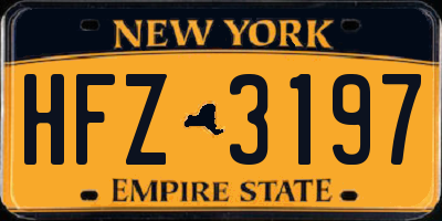 NY license plate HFZ3197