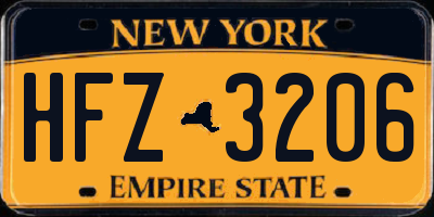 NY license plate HFZ3206