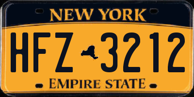 NY license plate HFZ3212