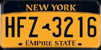 NY license plate HFZ3216