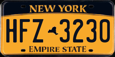 NY license plate HFZ3230