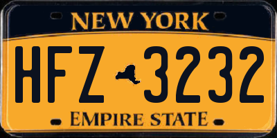 NY license plate HFZ3232