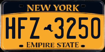 NY license plate HFZ3250