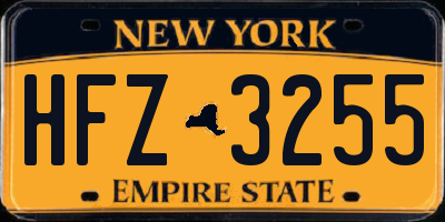 NY license plate HFZ3255