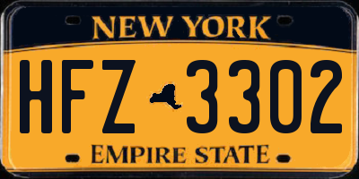 NY license plate HFZ3302