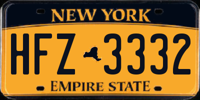 NY license plate HFZ3332