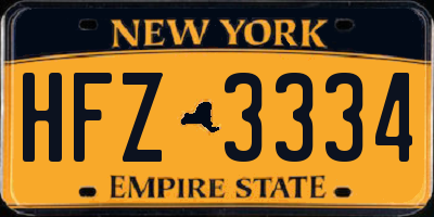 NY license plate HFZ3334