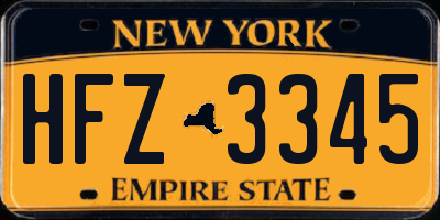 NY license plate HFZ3345