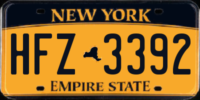 NY license plate HFZ3392