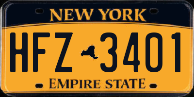 NY license plate HFZ3401