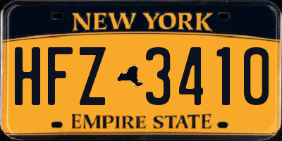 NY license plate HFZ3410