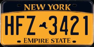 NY license plate HFZ3421