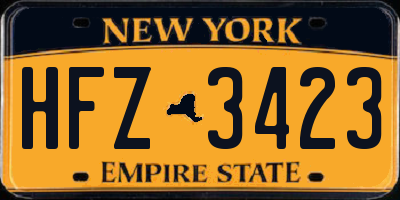 NY license plate HFZ3423