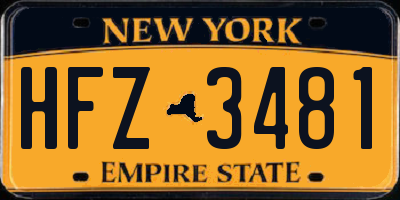 NY license plate HFZ3481