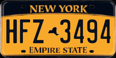 NY license plate HFZ3494