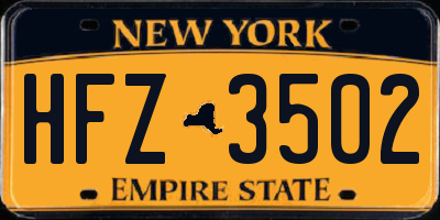 NY license plate HFZ3502