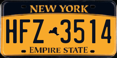 NY license plate HFZ3514
