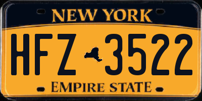 NY license plate HFZ3522