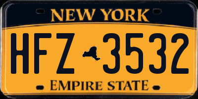 NY license plate HFZ3532