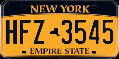 NY license plate HFZ3545
